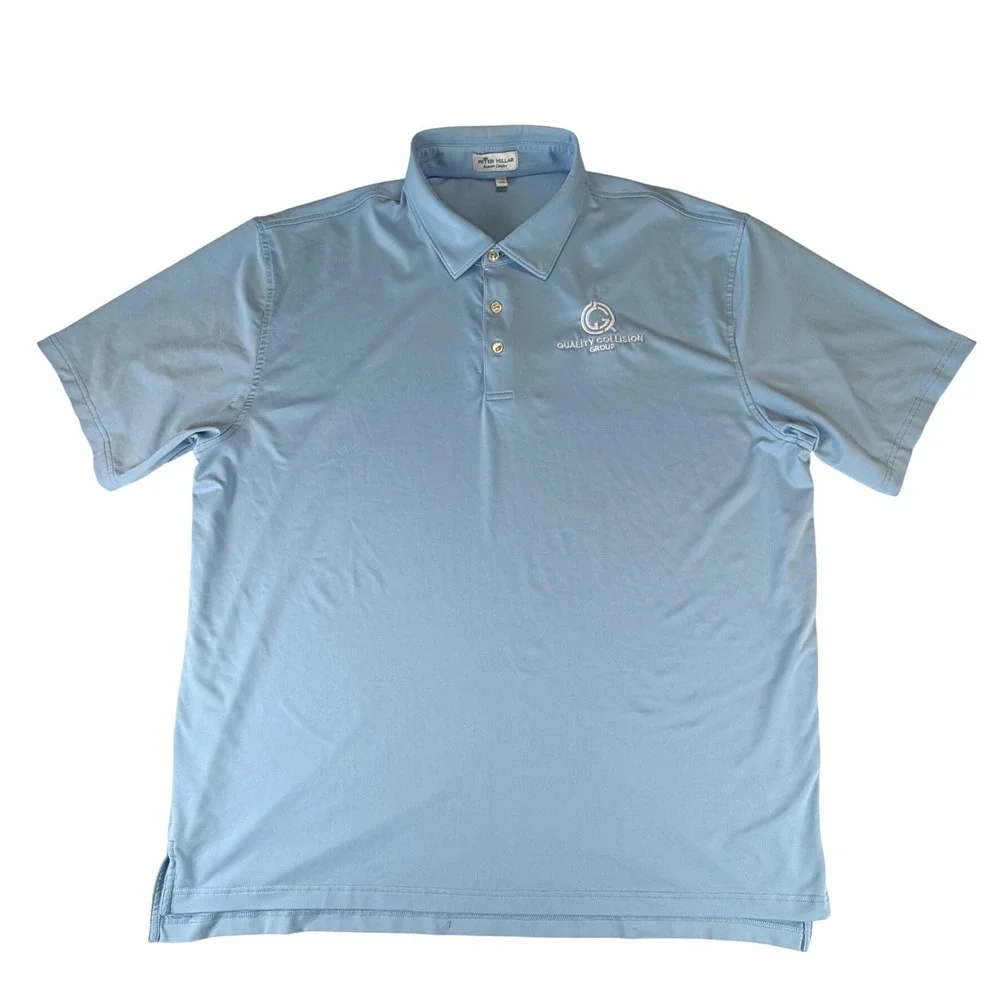 Peter Millar Summer Comfort Polo Shirt Mens XXL Blue‎ Quality Collision Group